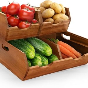 3 in 1 Acacia Wood Pantry Storage Bins